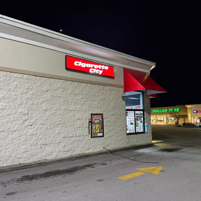 One-sided view of Cigarette City Store 1 by JD Stores.